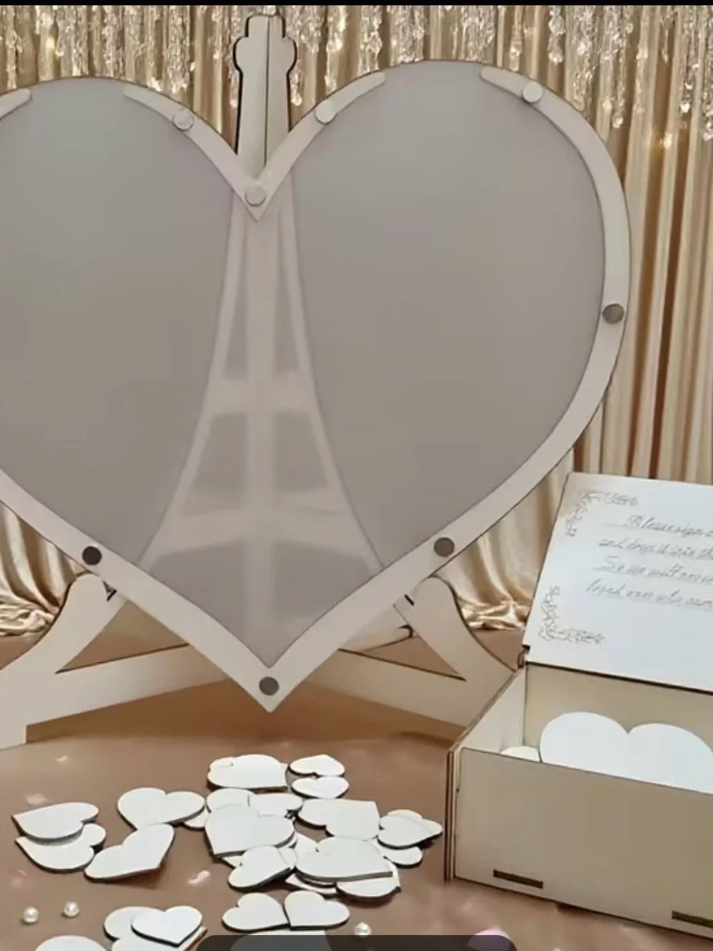 Wooden Heart Guest Book Frame - Natural Wood
